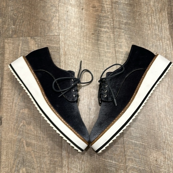 Shellys London steel blue velvet platform lace up white sole Oxford size 7 1/2 - Picture 4 of 14